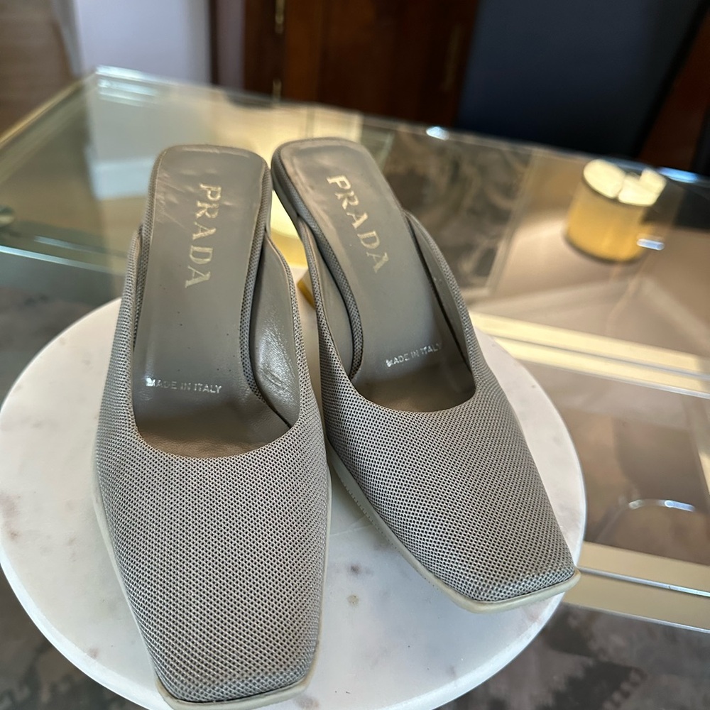 Prada Women's Elegant Gray Mules
